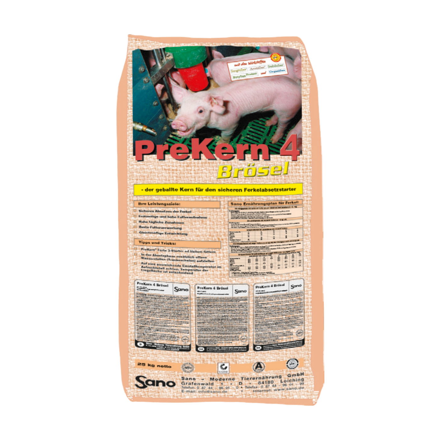 Sano PreKern® 4 Brösel- Morzsázott prémium kiegészítő takarmány választott malacoknak