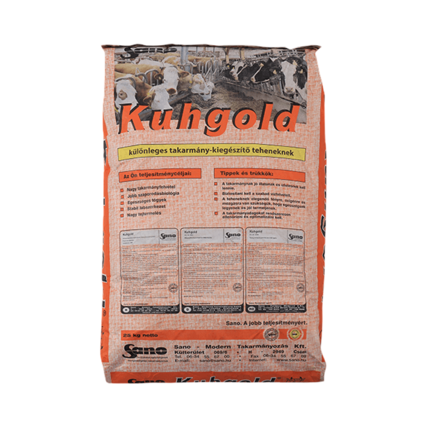 Sano Kuhgold®-Alapvető ásványi takarmány tehenek részére 3,4:1 Ca/P aránnyal