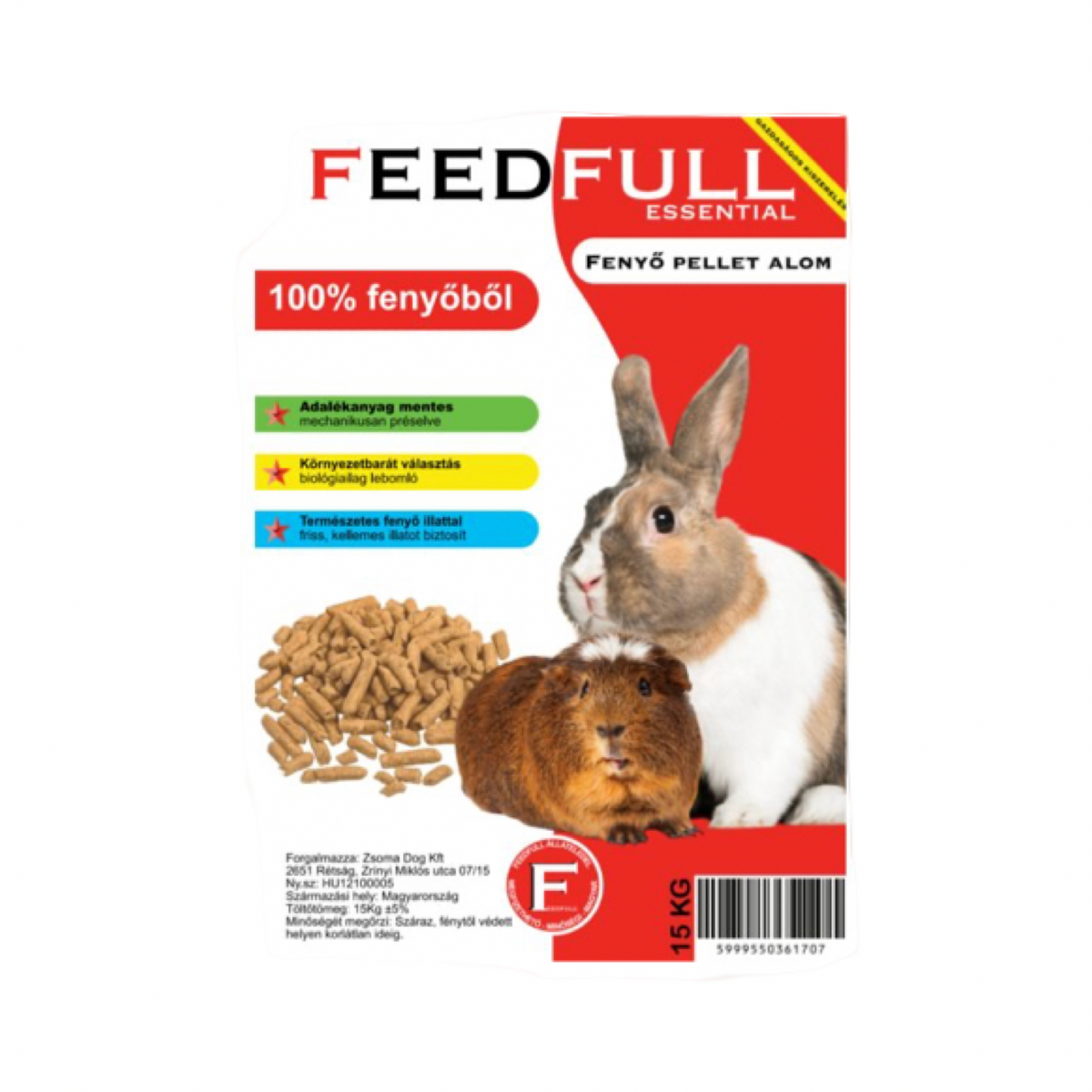 Fenyőfa pellet alom - kisemlős alom (15kg)