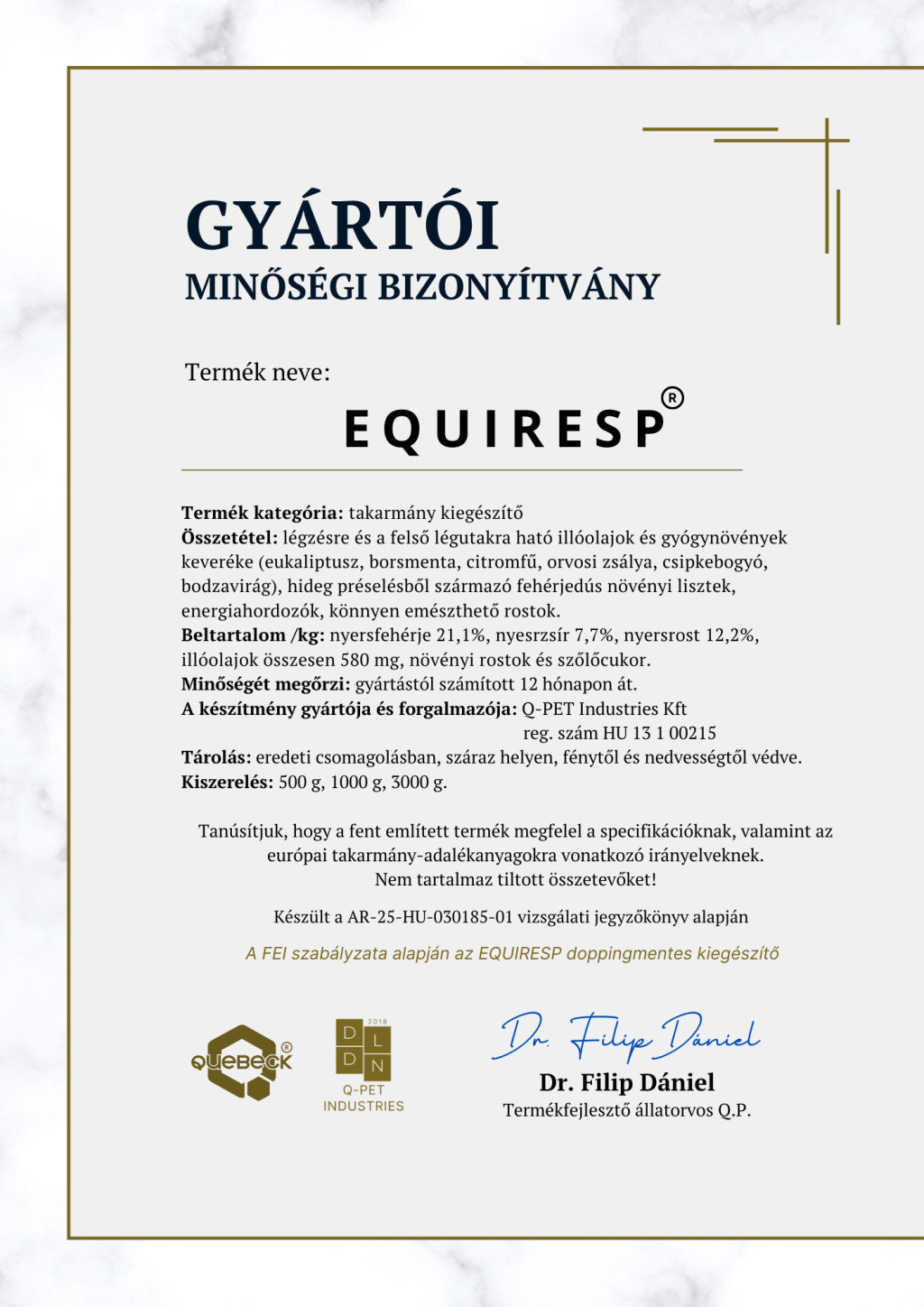 EQUIRESP® – Természetes gyógynövény alapú LÉGÚTTISZTÍTÓ lovaknak