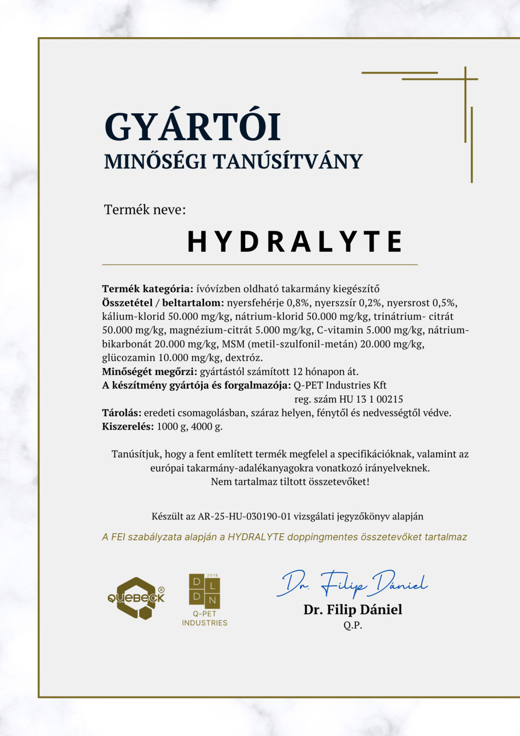 HYDRALYTE – Hidratáló, só- és elektrolitpótló lovaknak