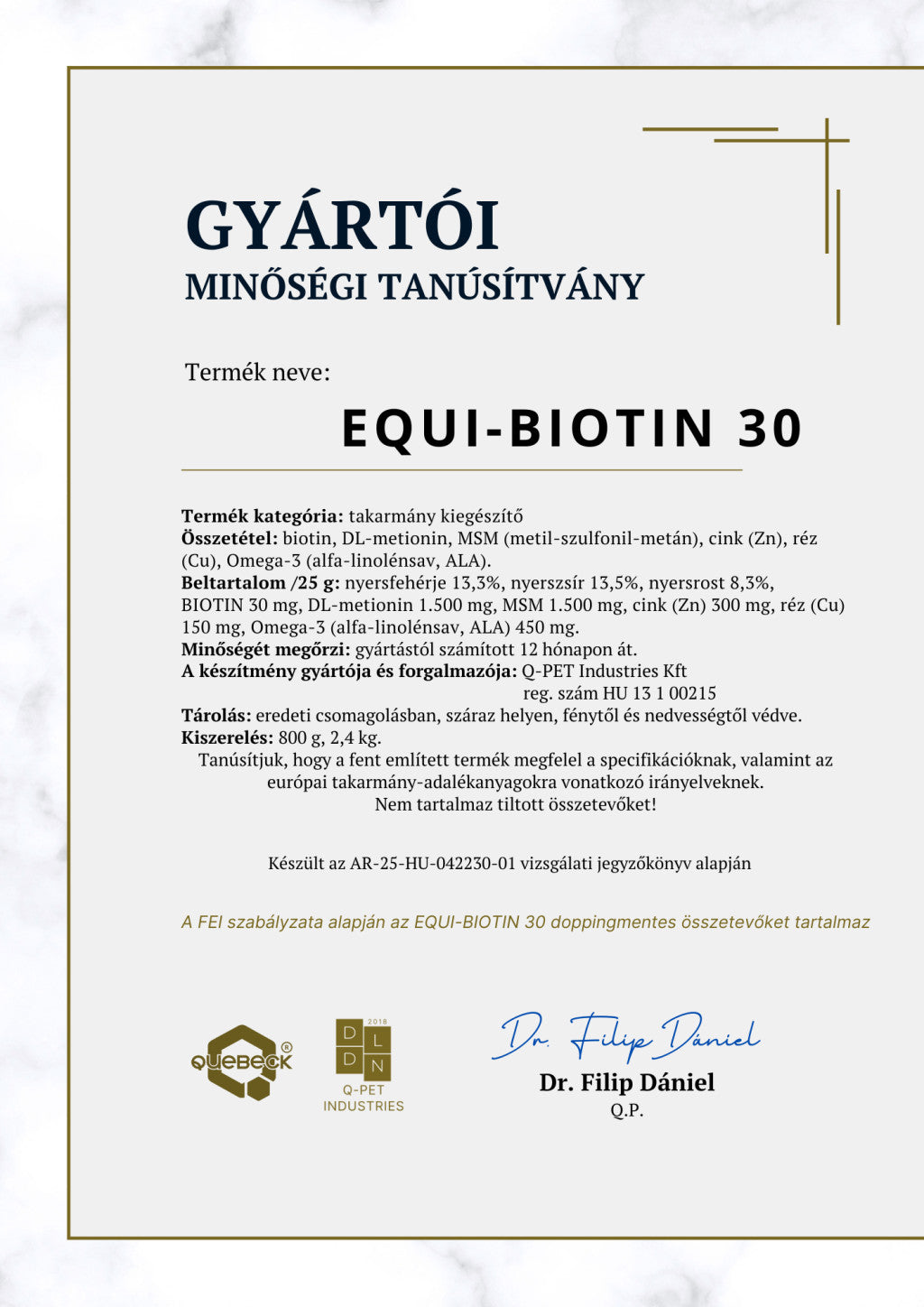 EQUI-BIOTIN 30 – Pata- és szarutámogató lovaknak