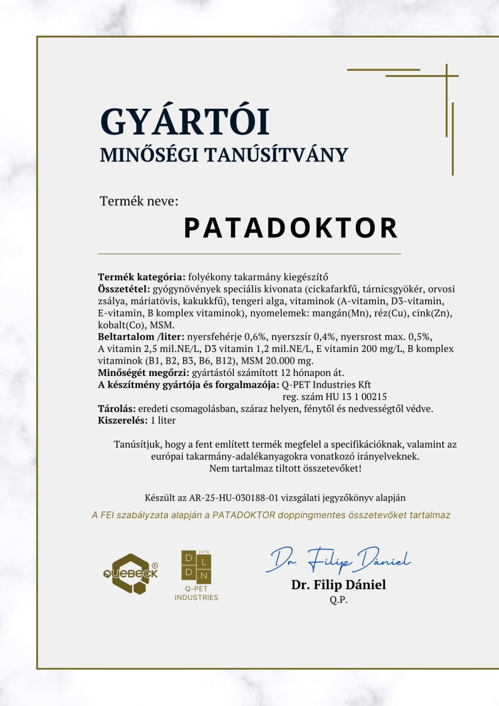 PATADOKTOR - Gyógynövény alapú pata- és szarutámogató lovaknak