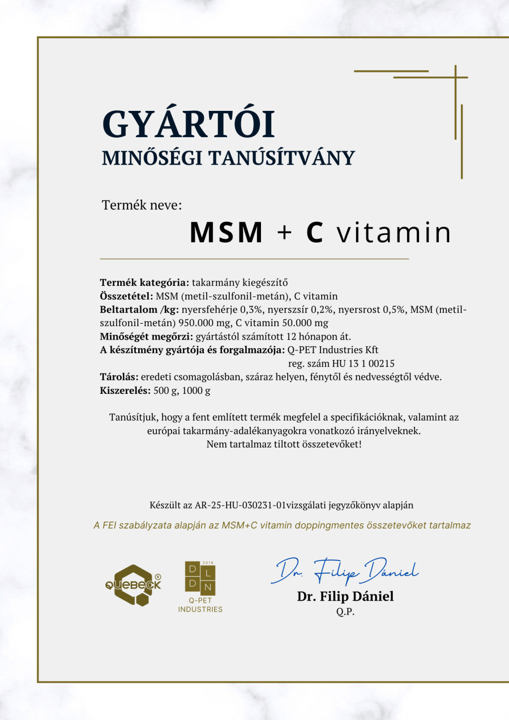 MSM + C vitamin – Magas hasznosulású ízületvédő lovaknak
