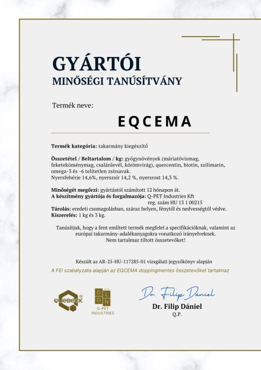 EQCEMA – Természetes támogatás kívül-belül érzékeny bőrű lovaknak