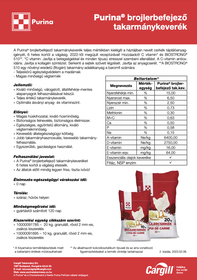 Purina Broiler Befejező - csirketáp