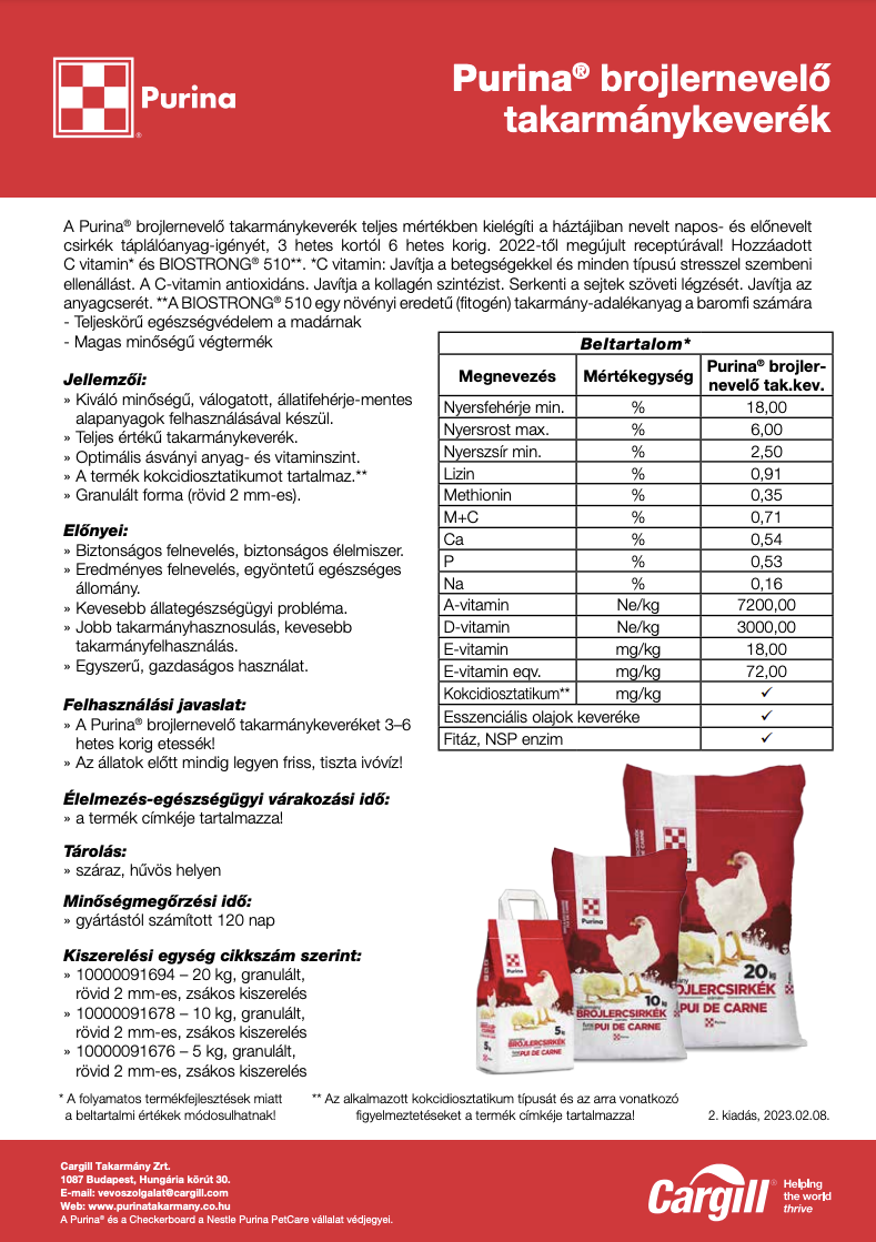 Purina Broiler Nevelő - csirketáp