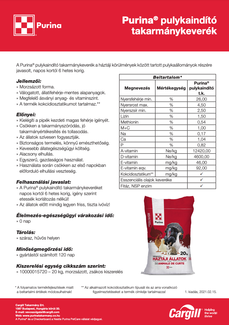 Purina Pulyka Indító takarmánykeverék