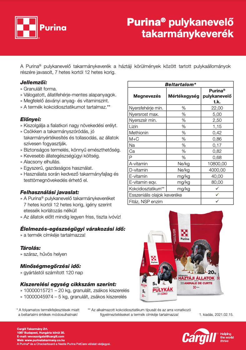 Purina Pulyka Nevelő takarmánykeverék