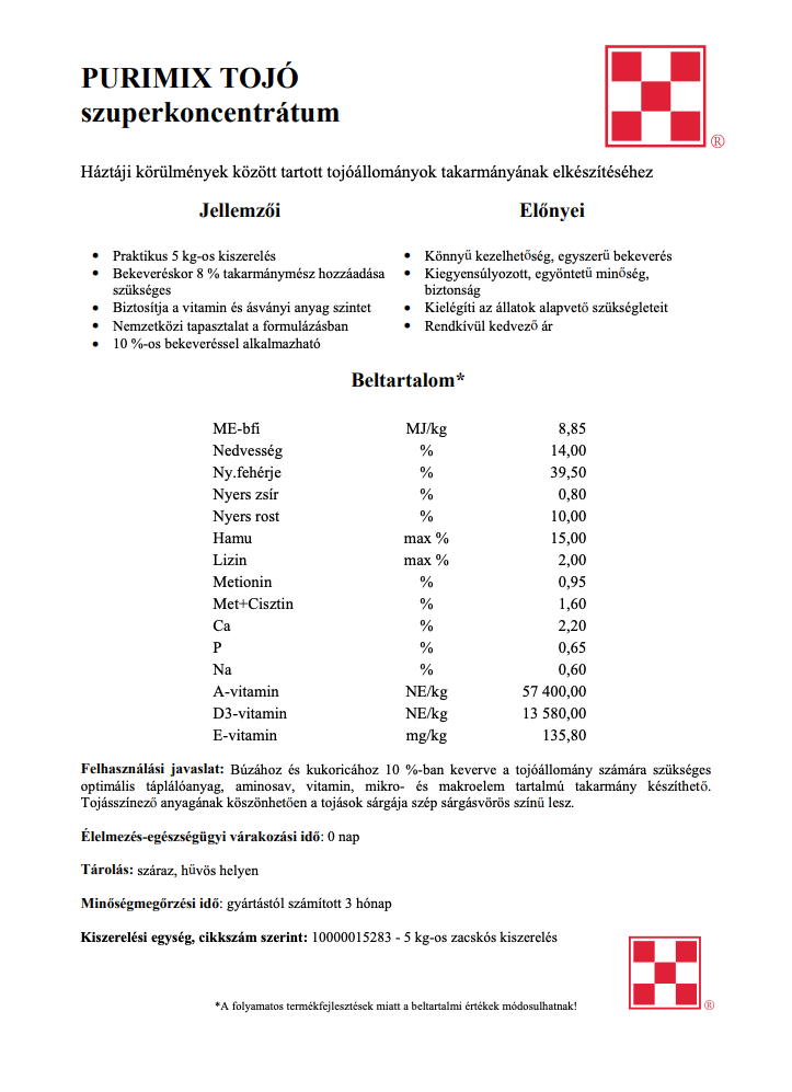 Purina PURIMIX Baromfi és Tojó Szuperkoncentrátum