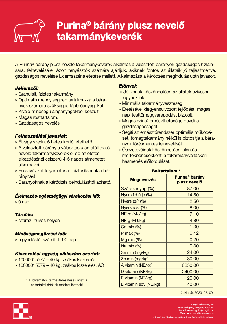 Purina Bárány Plusz Nevelő takarmánykeverék