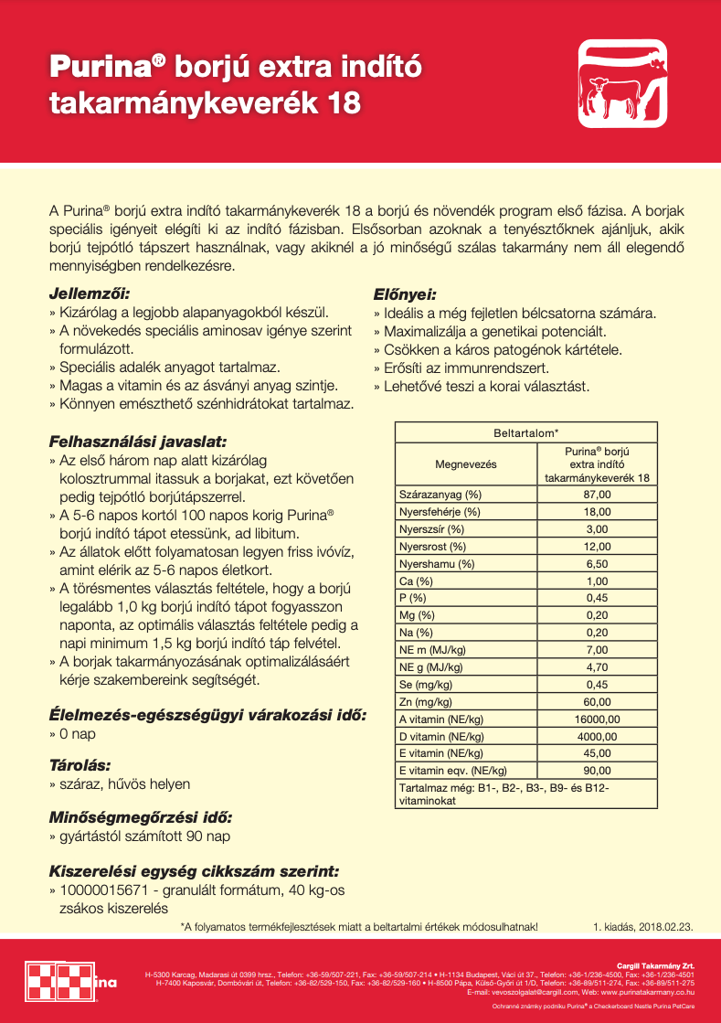 Purina Borjú Indító Extra takarmánykeverék
