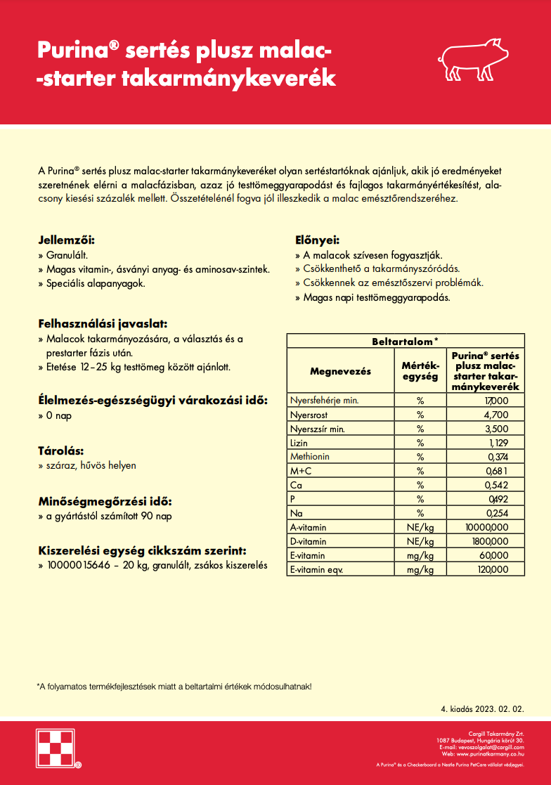 Purina Plusz Malac Starter takarmánykeverék