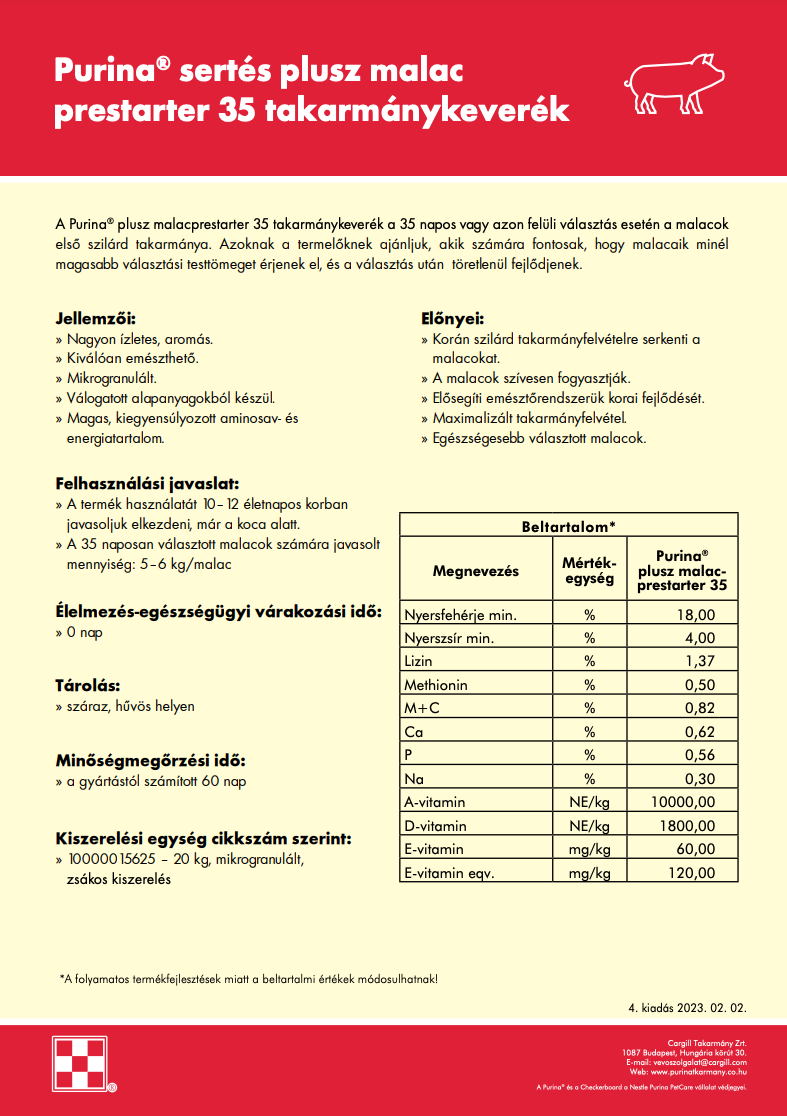 Purina Plusz Malac Prestarter takarmánykeverék