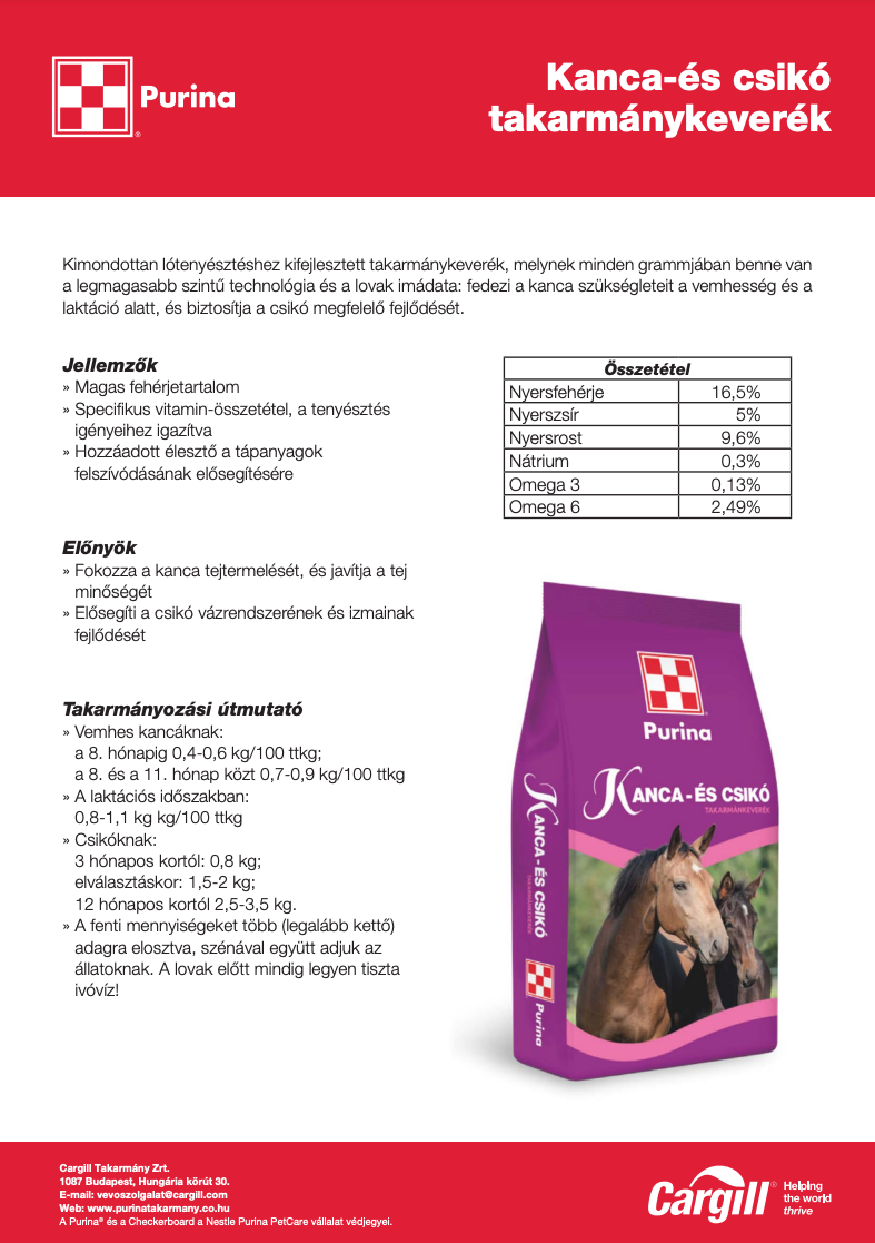 Purina Kanca, Csikó takarmánykeverék