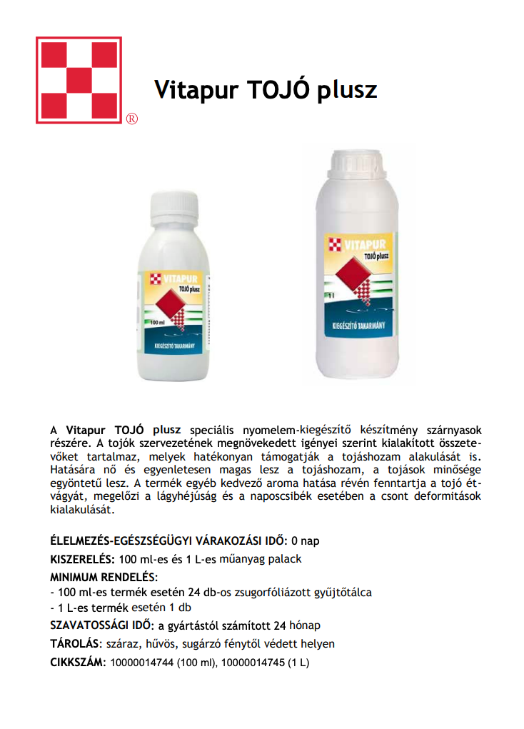 Purina Vitapur Tojó Plusz