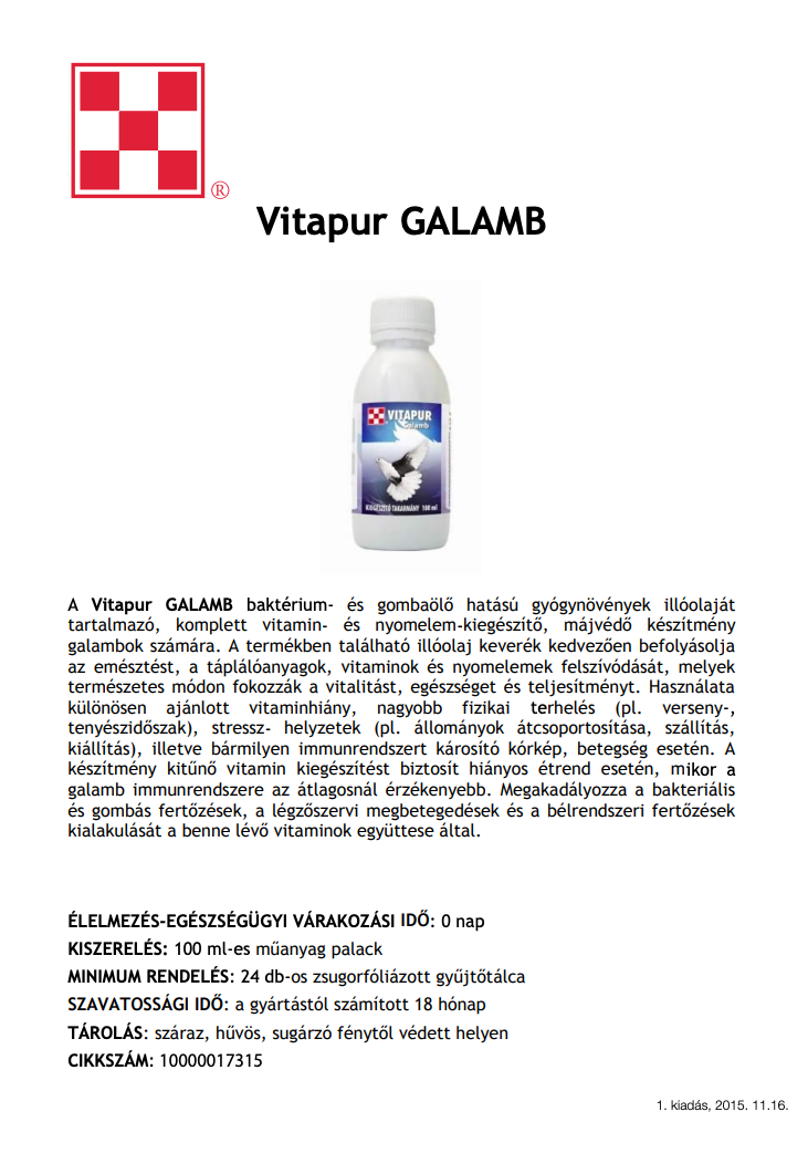 Purina Vitapur Galamb