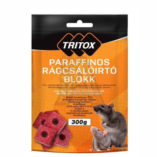 Paraffinos rágcsálóírtó blokk