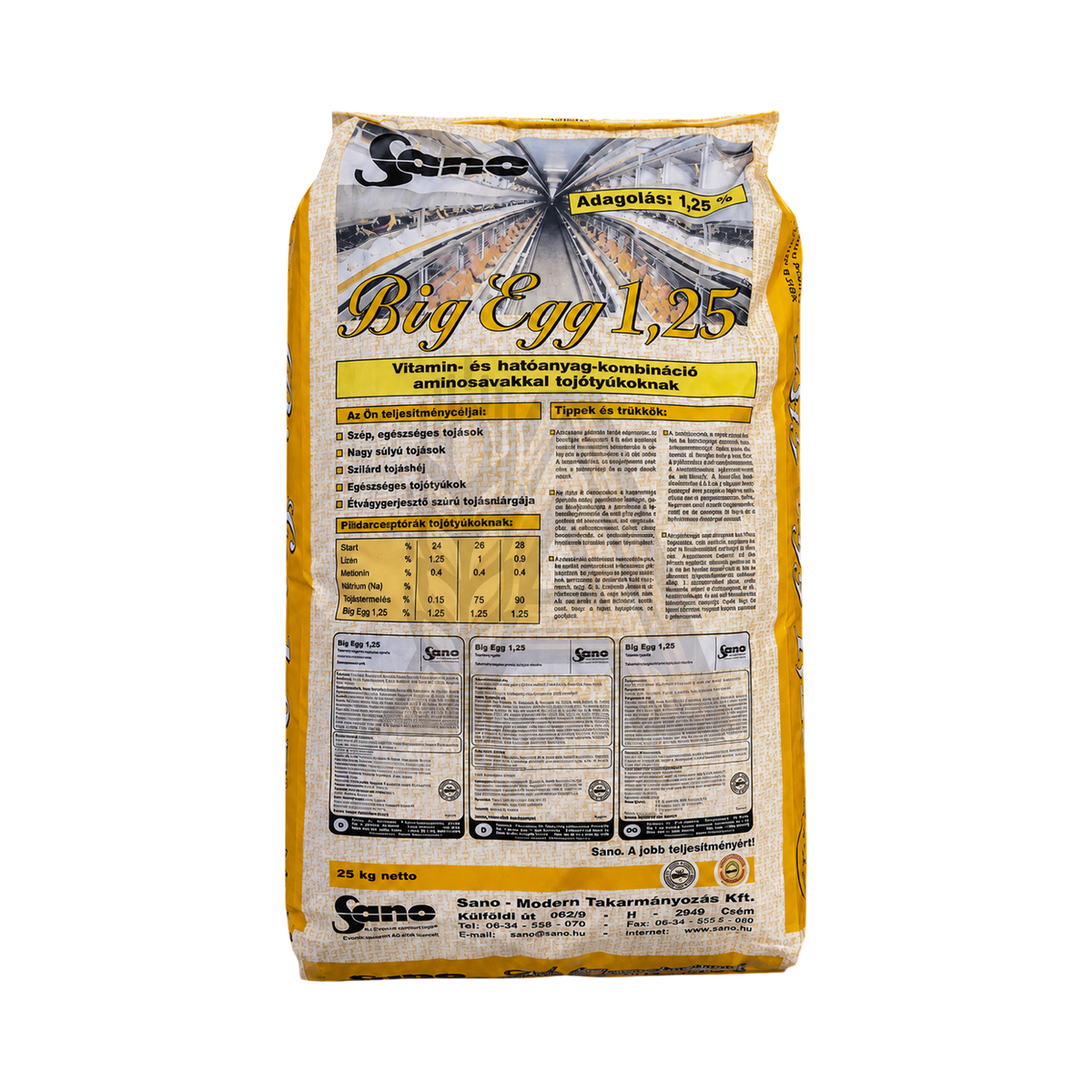 Sano Big Egg 1,25 % - Tojó Premix