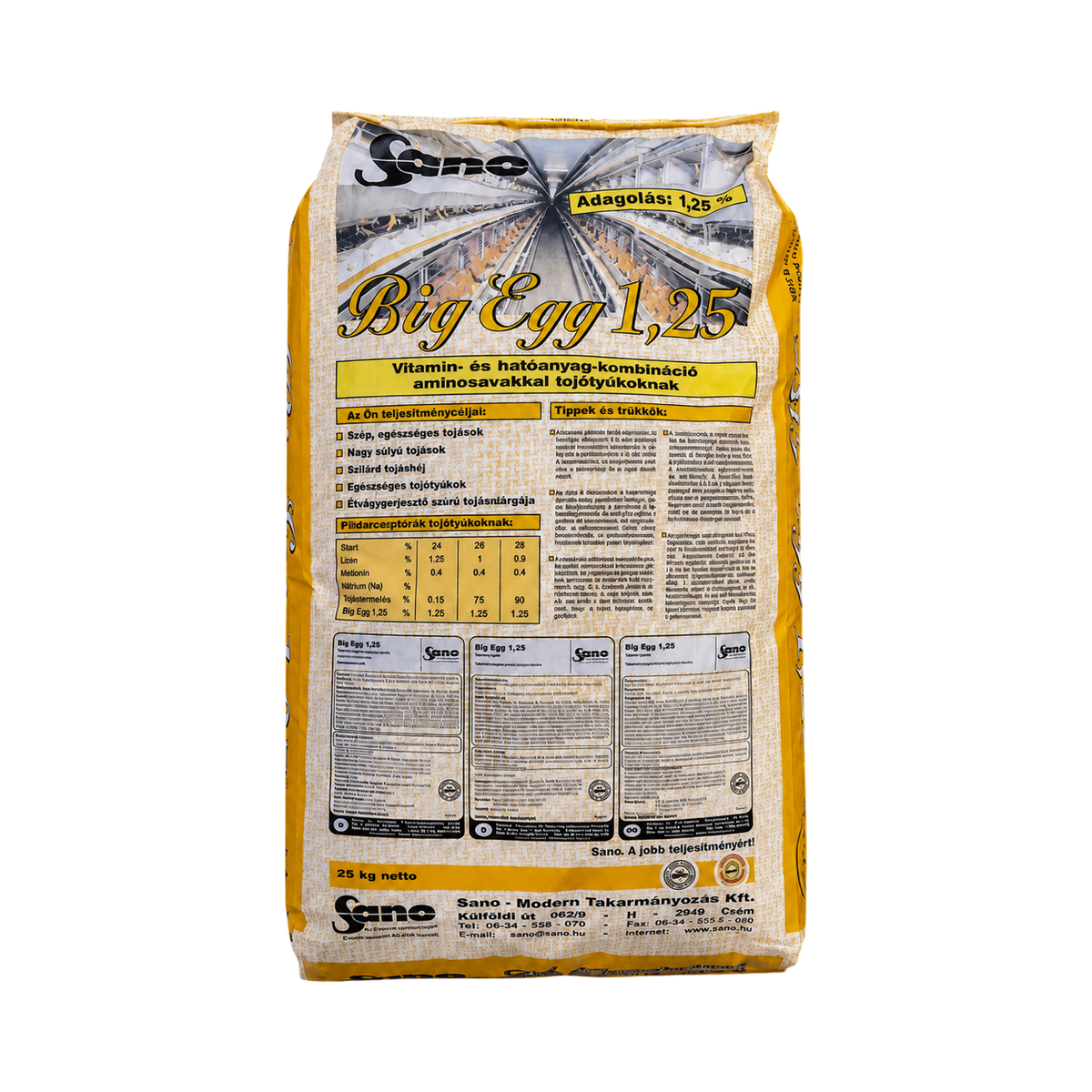 Sano Big Egg 1,25 % - Tojó Premix