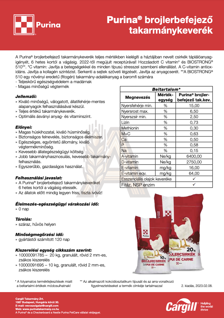 Purina Broiler befejező - csirketáp