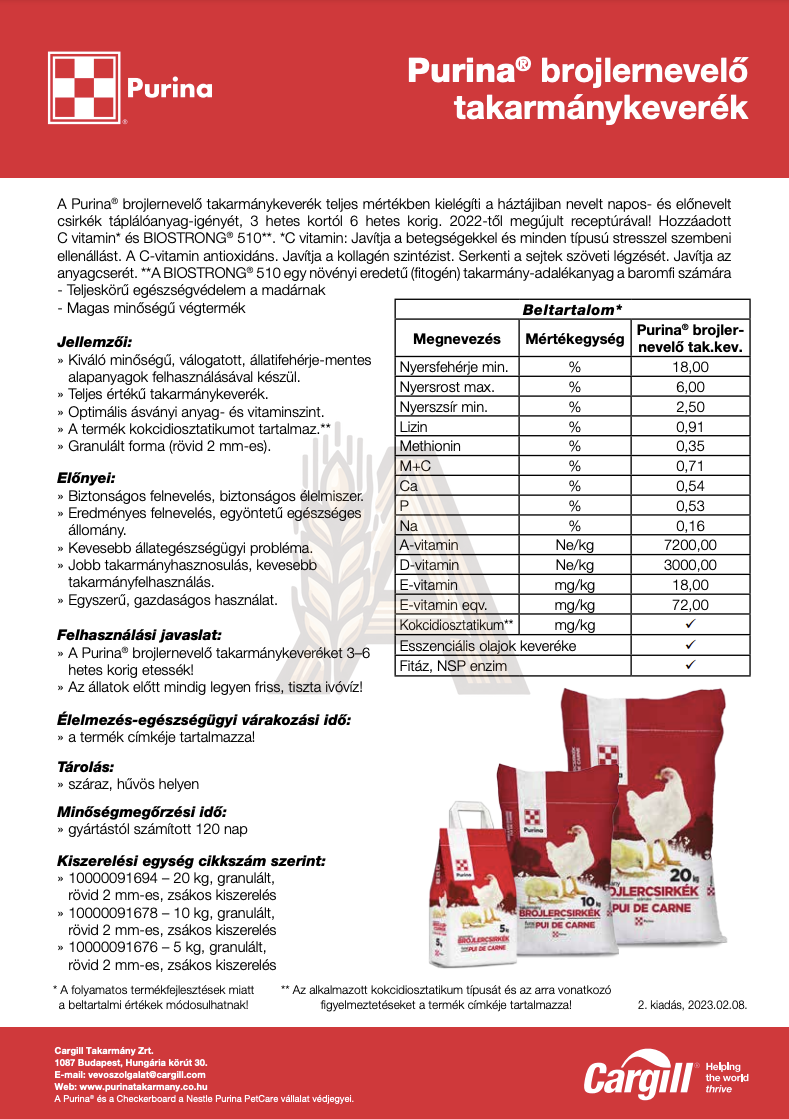 Purina Broiler nevelő - csirketáp
