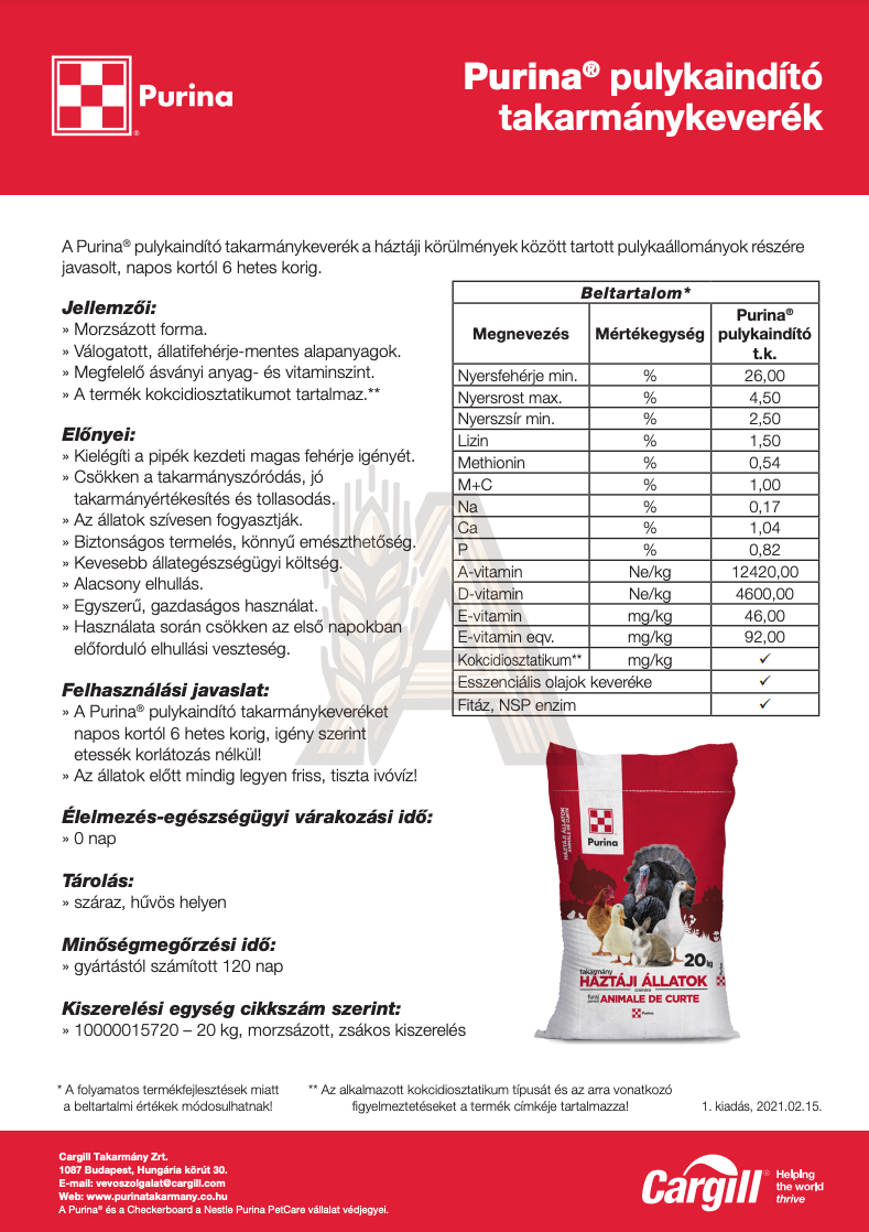 Purina Pulyka Indító takarmánykeverék