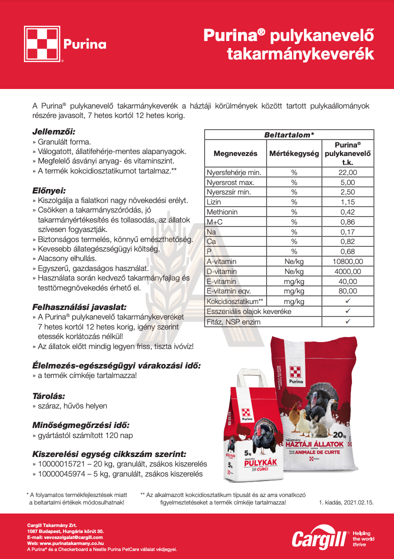 Purina Pulyka Nevelő takarmánykeverék