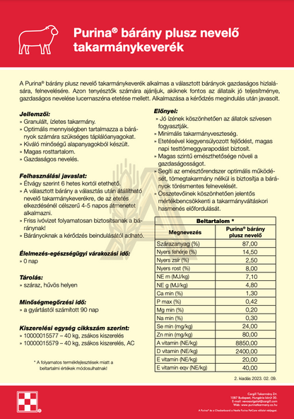Purina Bárány Plusz Nevelő takarmánykeverék
