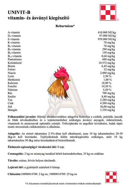 Purina Univit - B - Baromfi ásványi és vitamin kiegészítő