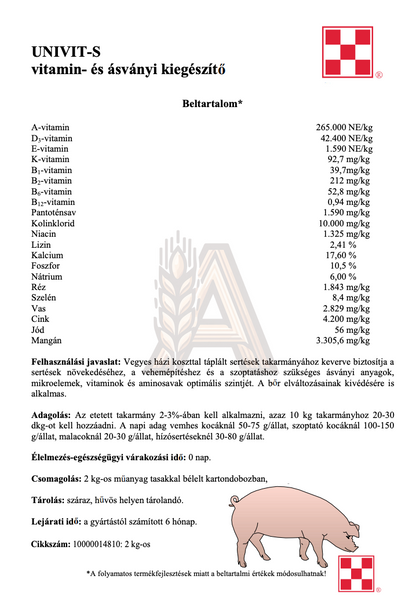 Purina Univit - S - Sertés ásványi és vitaminkiegészítő